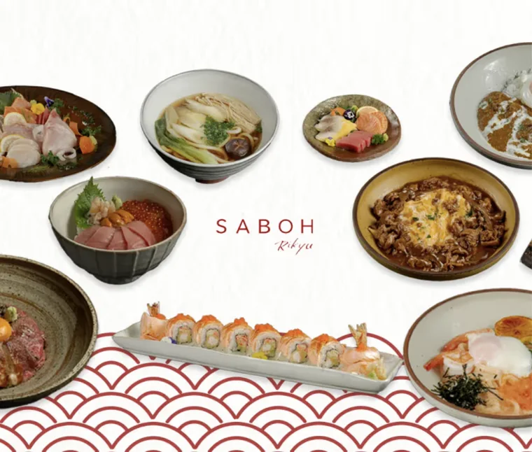 Spread of Japanese dishes: sushi, donburi and udon